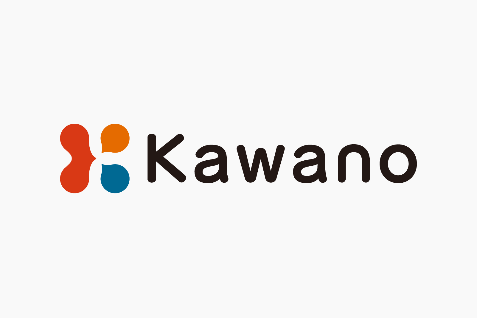 カラフルな抽象図形と「Kawano」の文字で構成されたロゴマーク