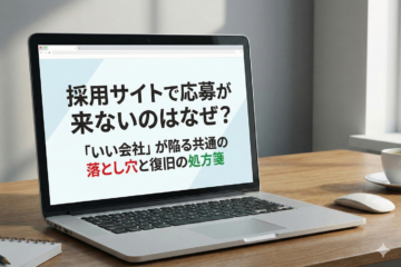 PC画面にタイトル「採用サイトで応募が来ないのはなぜ？「いい会社」が陥る共通の落とし穴と復旧の処方箋」が表示されたアイキャッチ