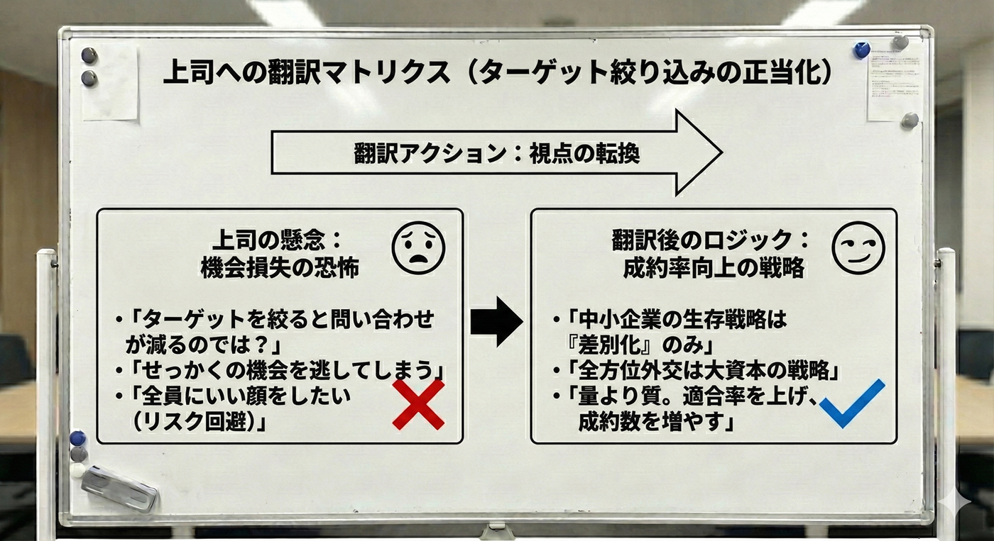 上司への翻訳マトリクス（ターゲット絞り込みの正当化）