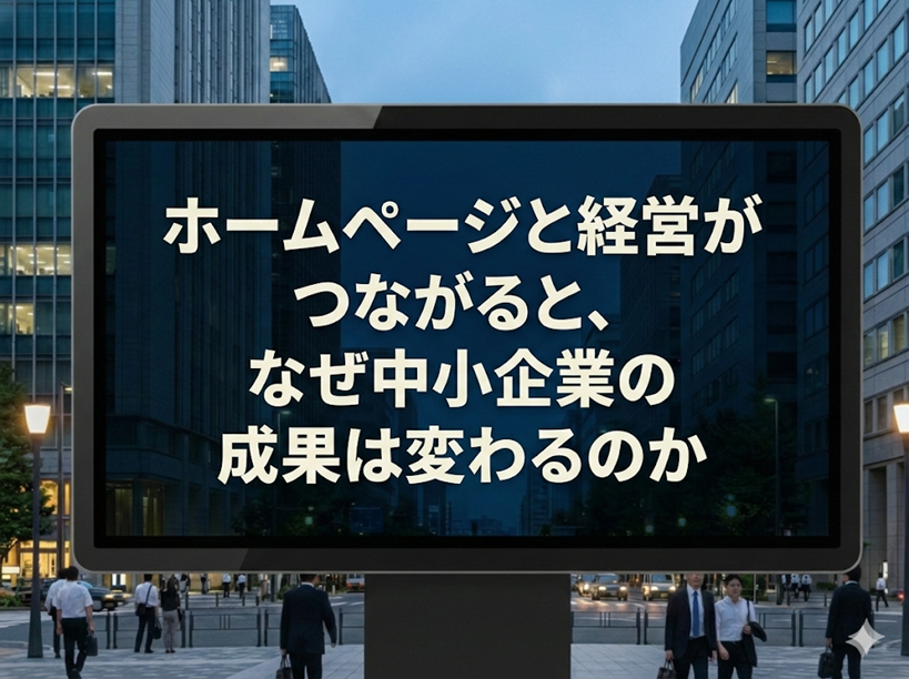 ホームページと経営が連動すると中小企業の成果がなぜ変わるのかを問いかけるアイキャッチ